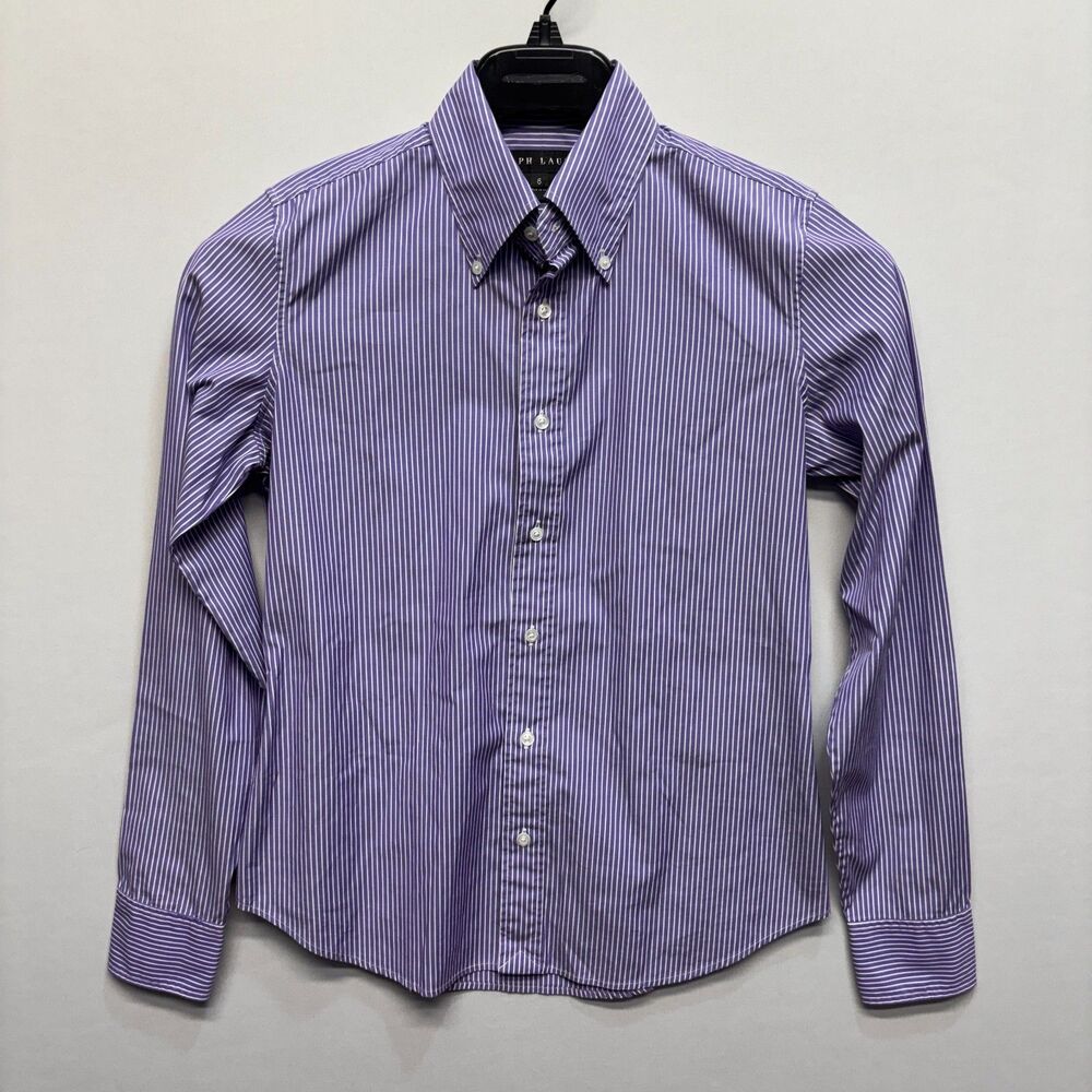 Ralph Lauren Black Label Women Button Down Shirt Size 6 Stripes C127 -19
